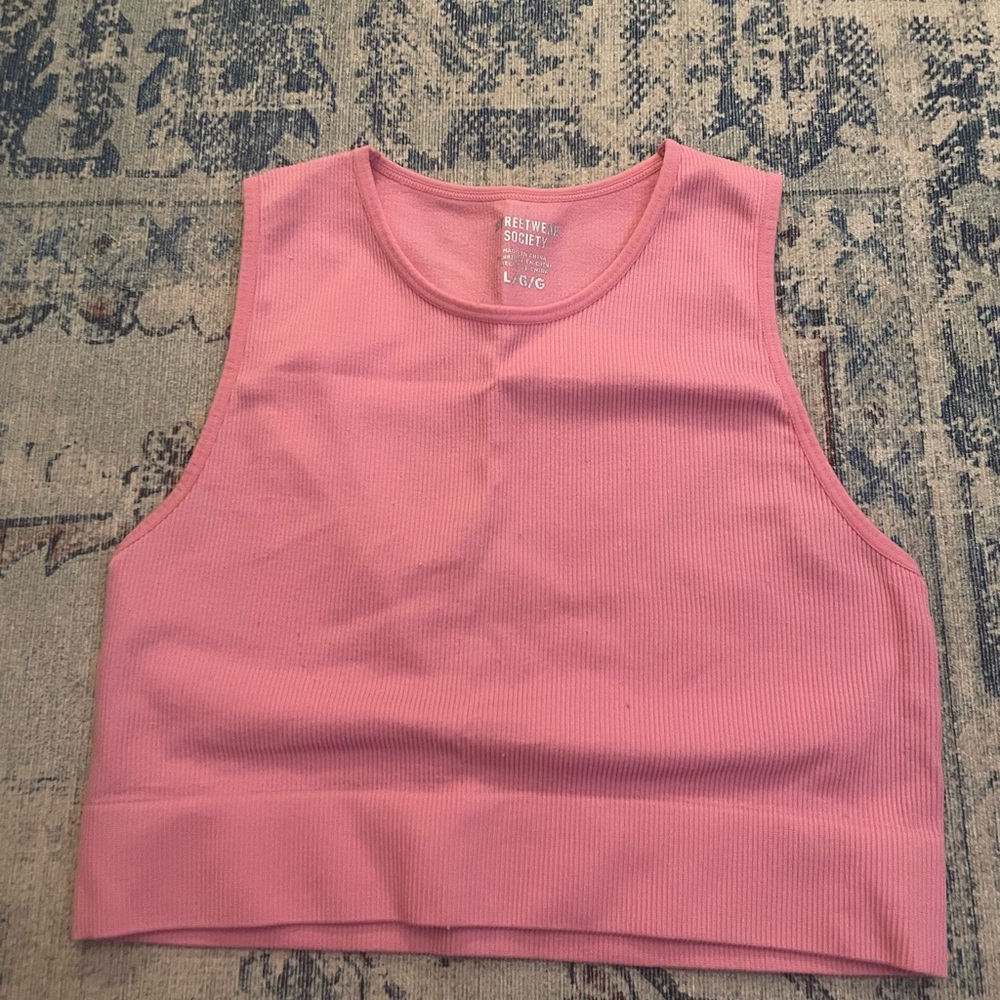 Streetwear Society Pink Ribbed Tank Top